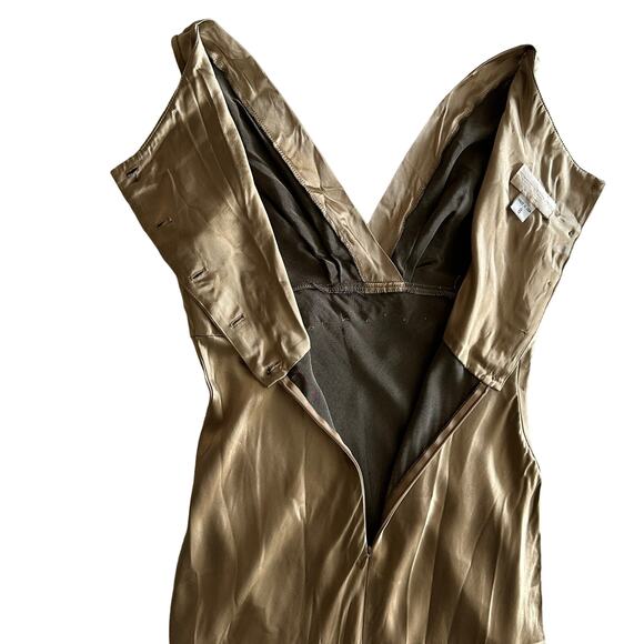 Scott McClintock VTG 90s USA Made Elegant‎ Satin Beige Nude Slip Long Dress 8 - Picture 5 of 11